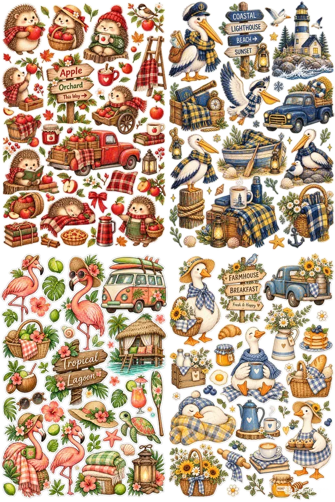 Cozy Whimsical Rustic Sticker Set Cliparts