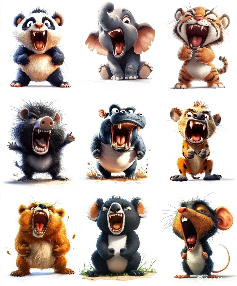 Expressive Baby Animal Vector Art