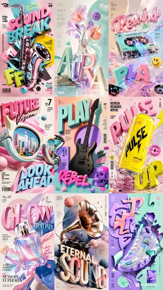 Glossy Pop Avantgarde Editorial Posters