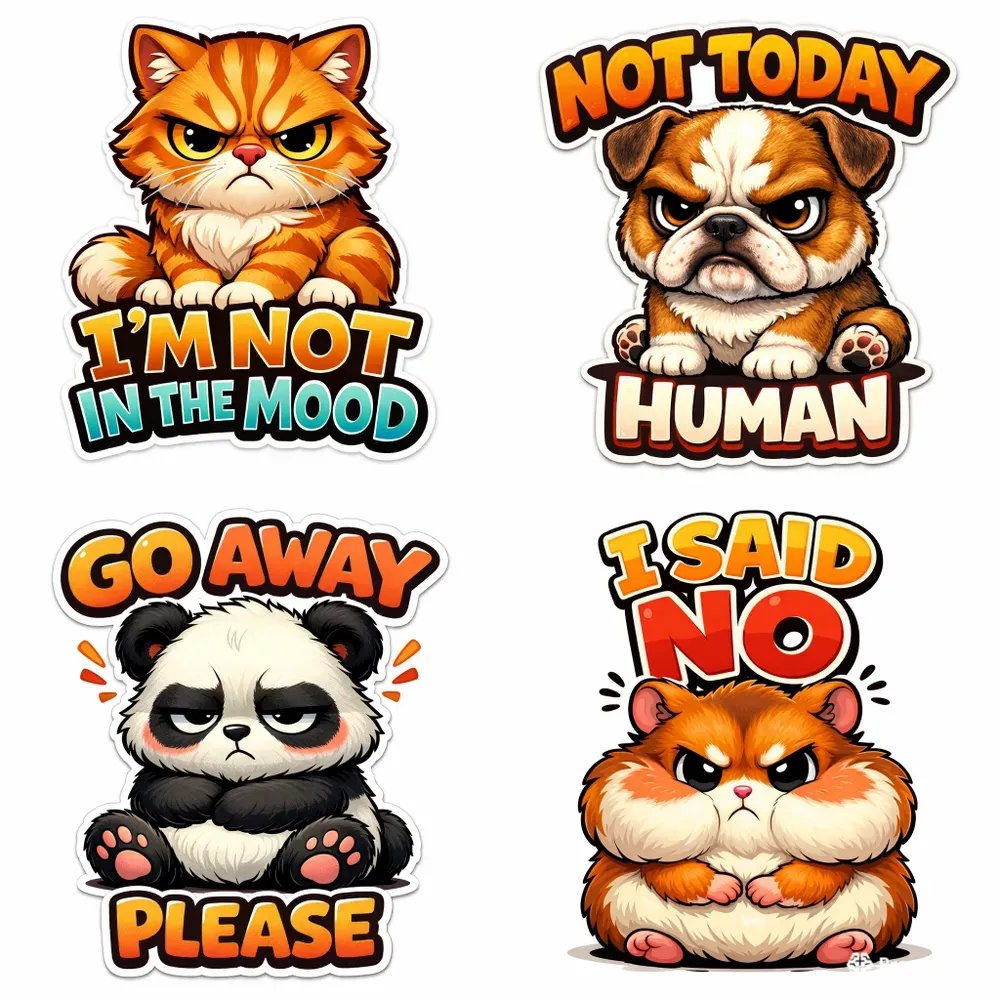 Grumpy Cute Animal Stickers