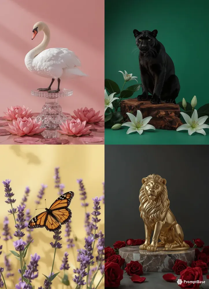 Elegant 3D Floral Animal Renders