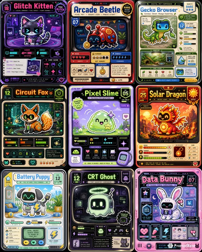Digital Pet Trading Cards