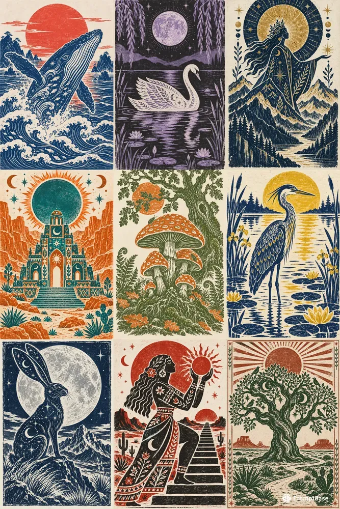 Linocut Wall Art Etsy