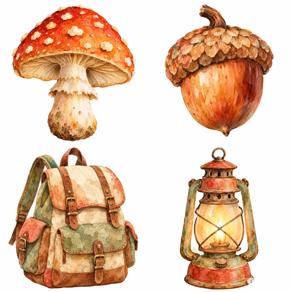 Cozy Storybook Watercolor Objects