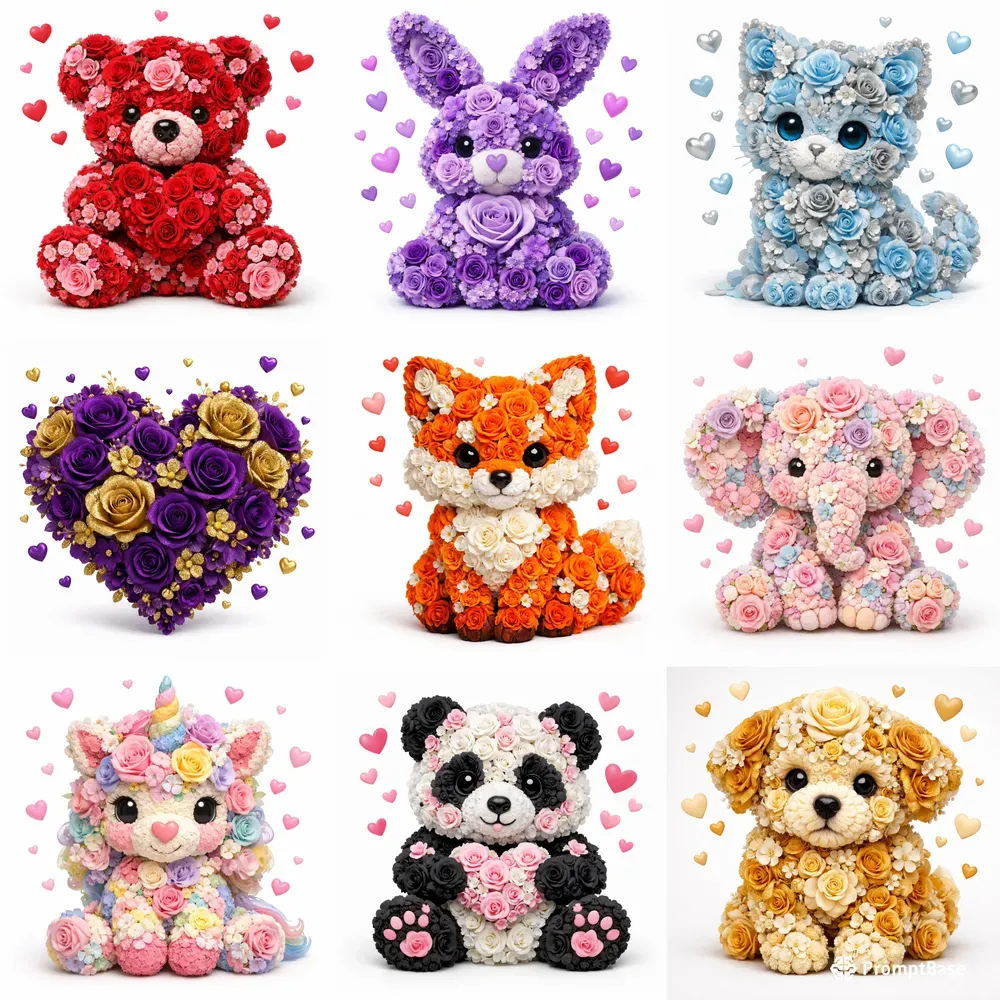 Floral Valentines Day Characters