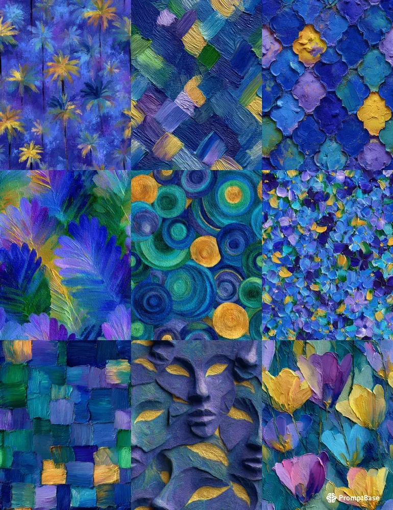 Impressionist Blue Sky Seamless Patterns