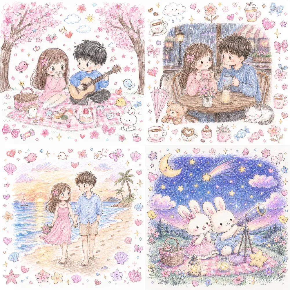 Cute Romantic Child Drawings