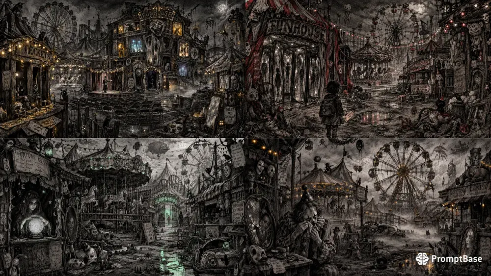Abandoned Carnival Dark Surreal Art