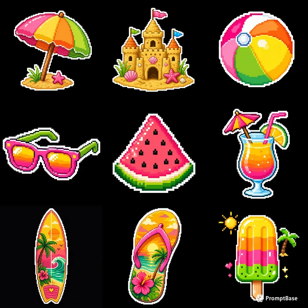 Plural: Pixel Art Sticker Design Summers