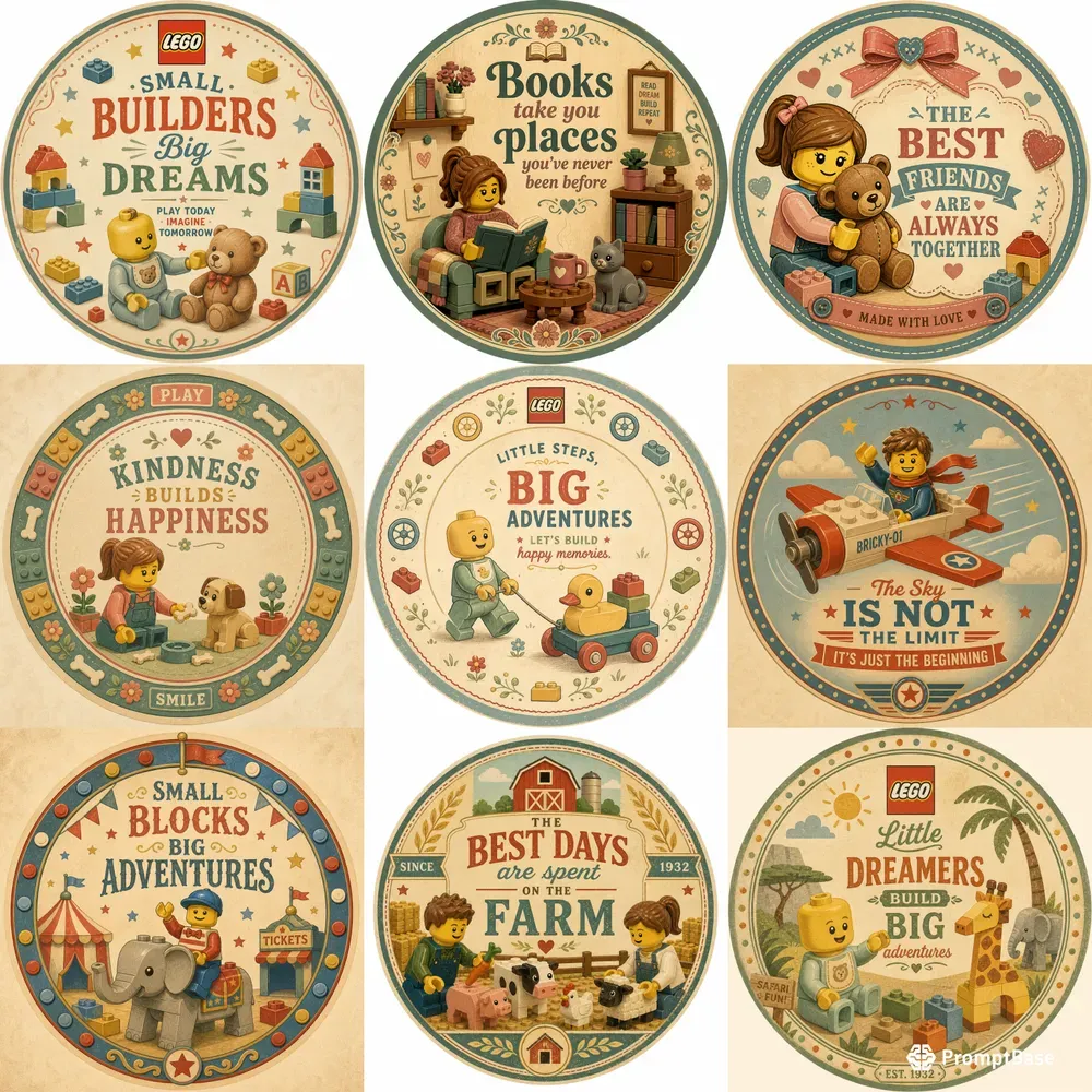 Vintage Lego Toy Label Art