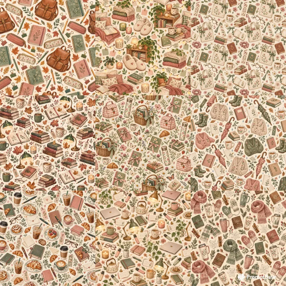 Cozy College Life Seamless Patterns