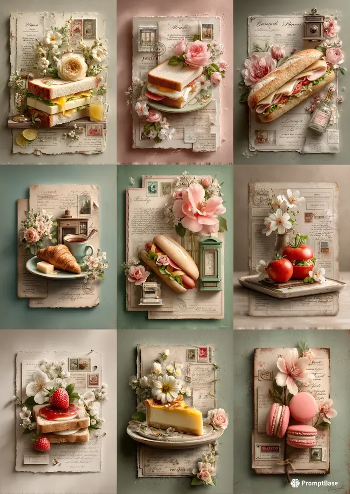 Elegant Gourmet Scrapbook Illustrations