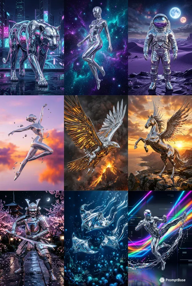 Reflected Metallic Silver Characters