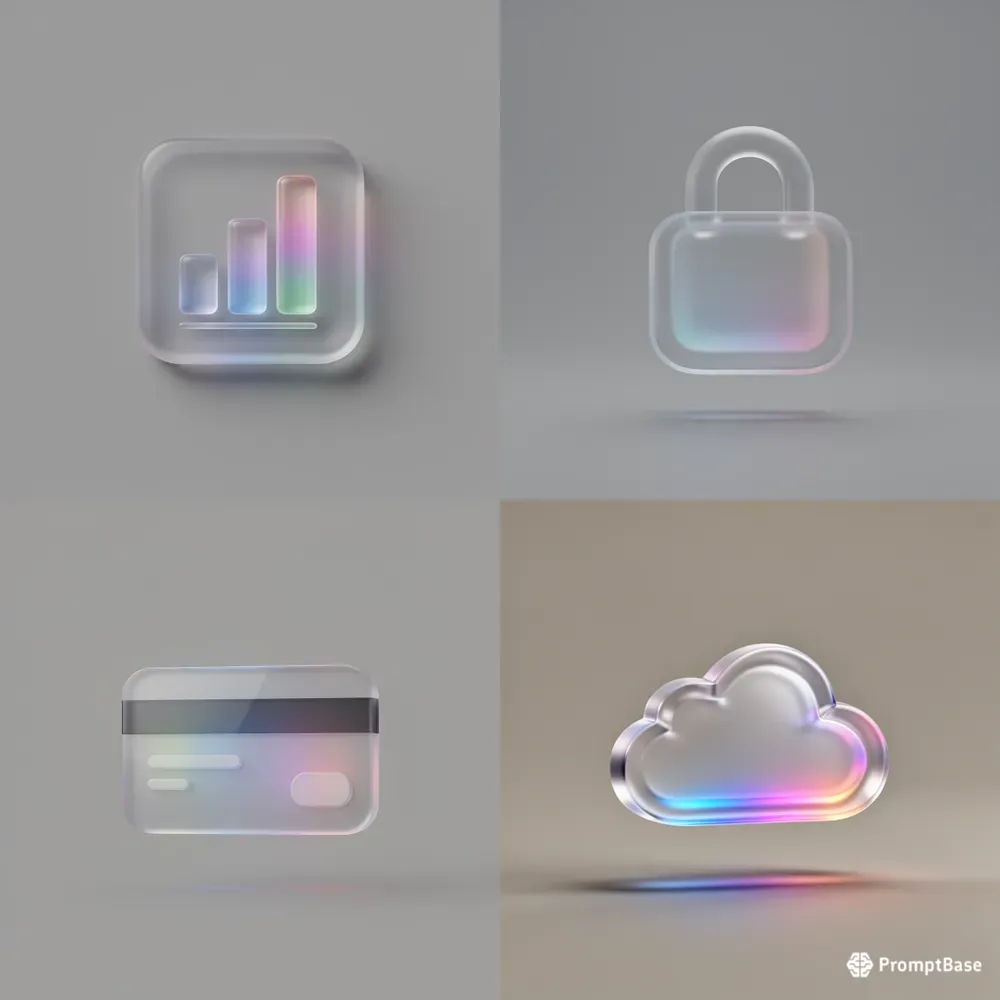 Clean Corporate Glassmorphism 3D Icons