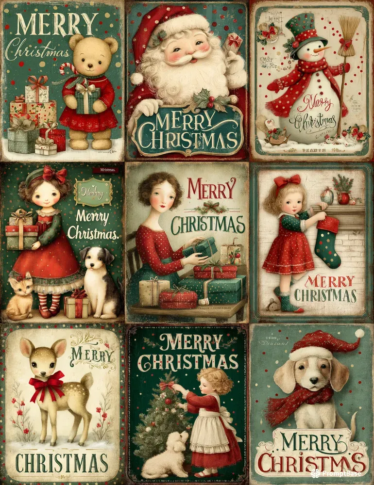 Merry Christmas Junk Journal Cards