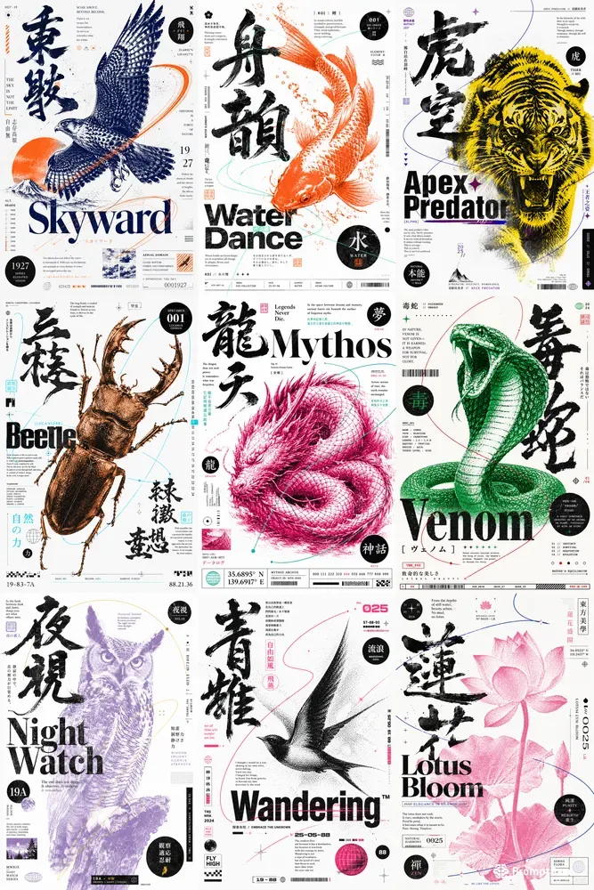 Retro Halftone Risograph Posters