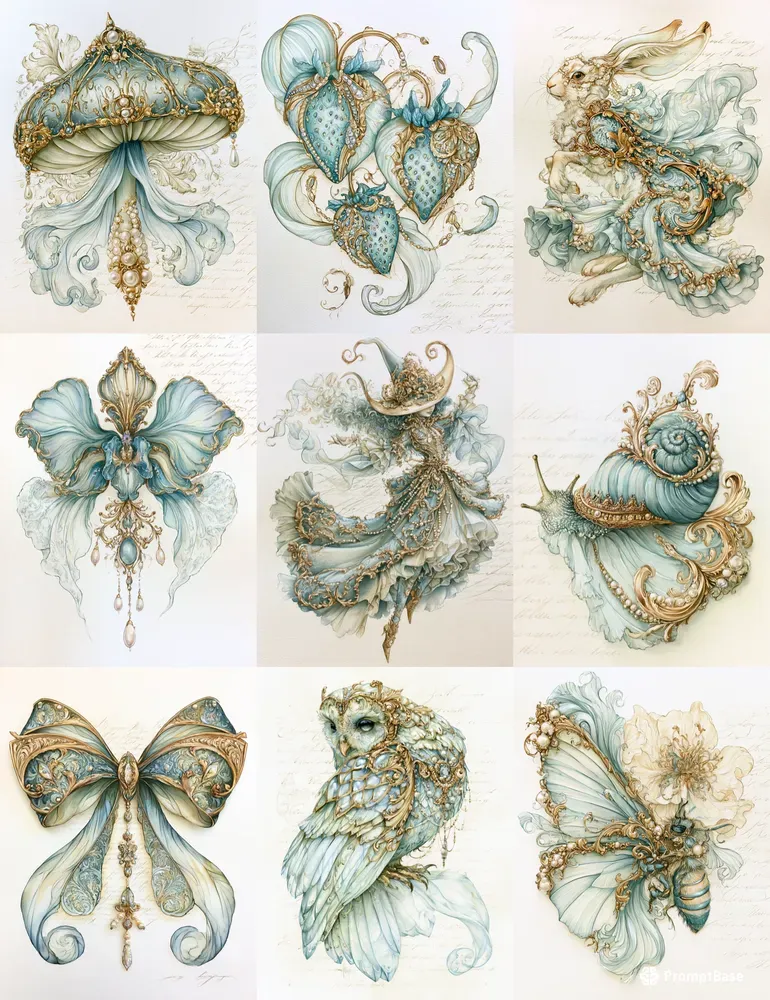 Rococo Botanical Junk Journal Pages
