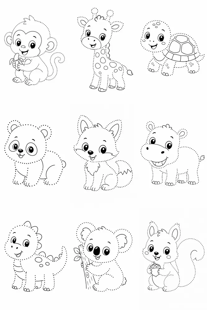 Baby Animal Dot Worksheets