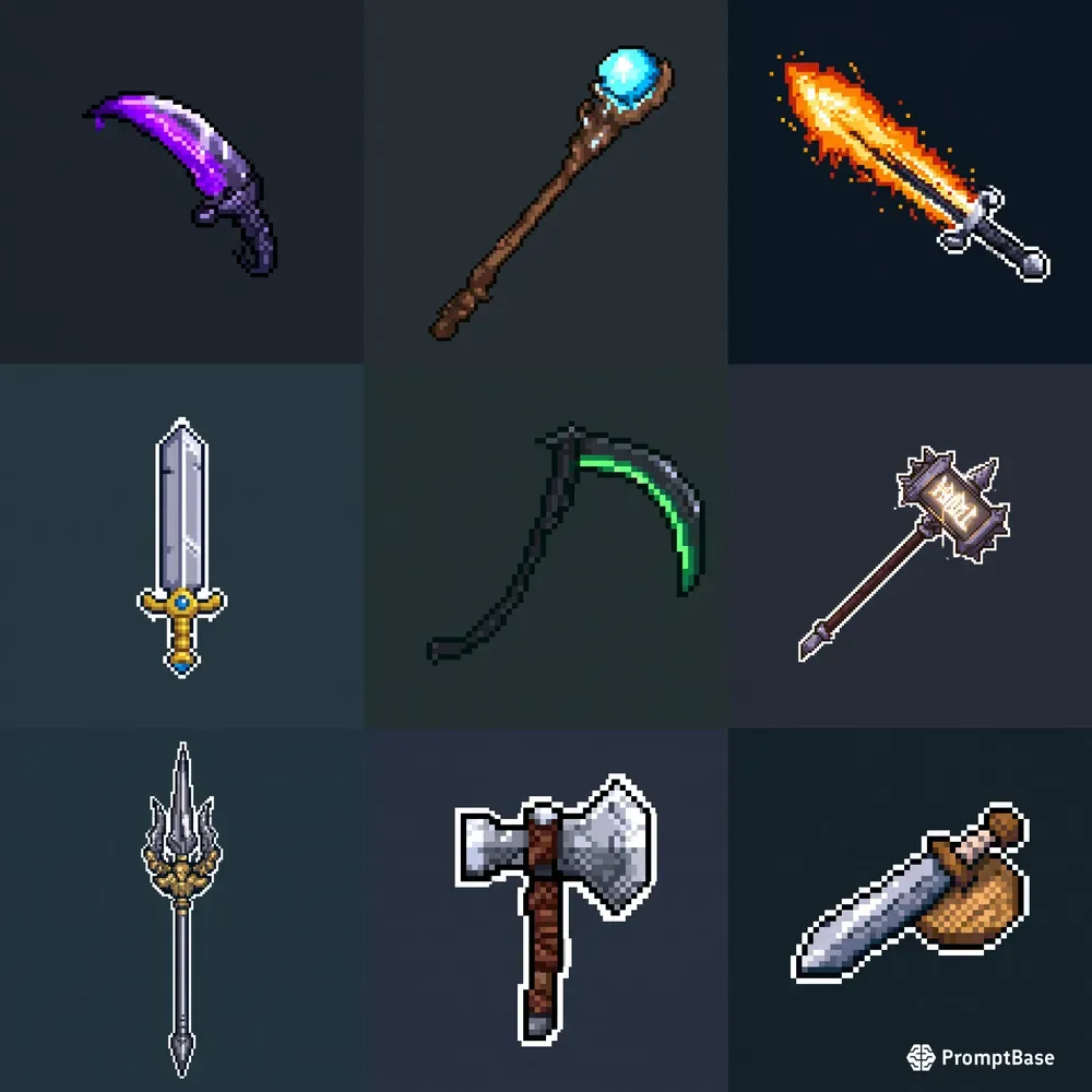 16bit Retro RPG Weapons Blade Icons