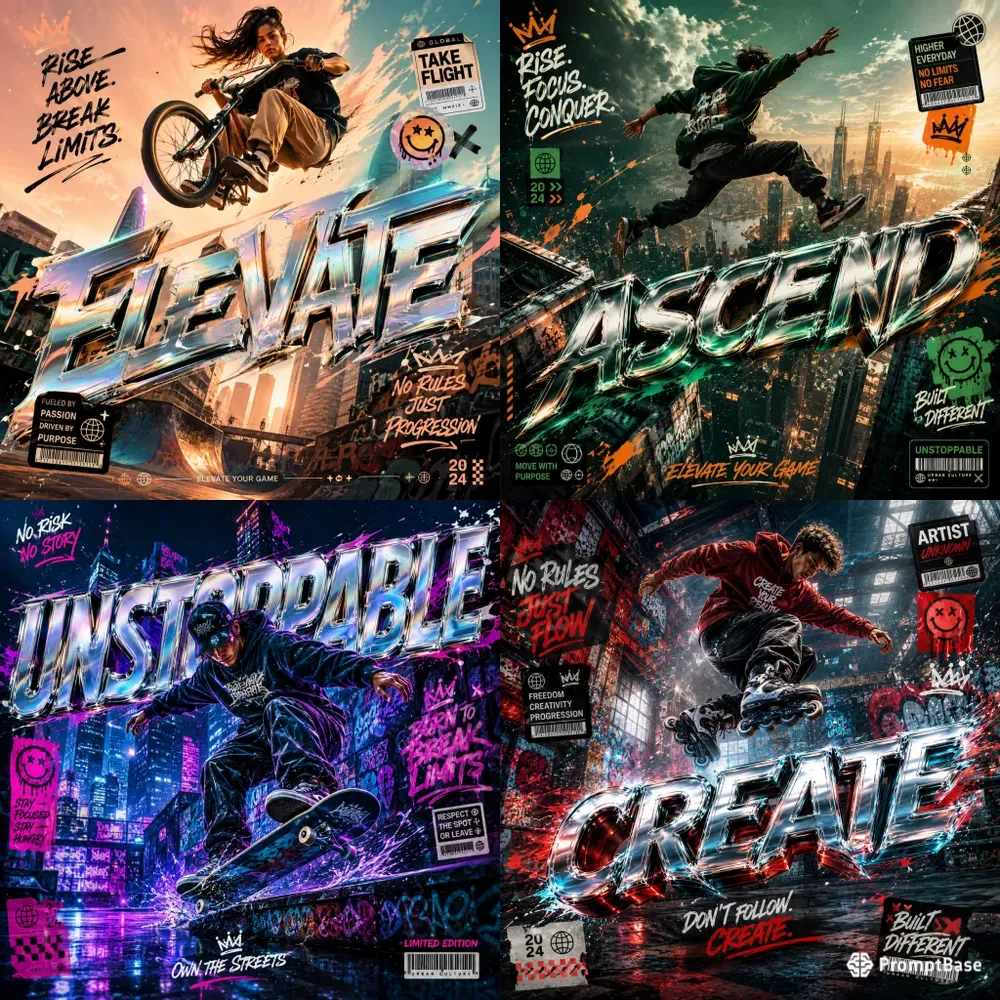 Urban Chrome Graffiti Posters