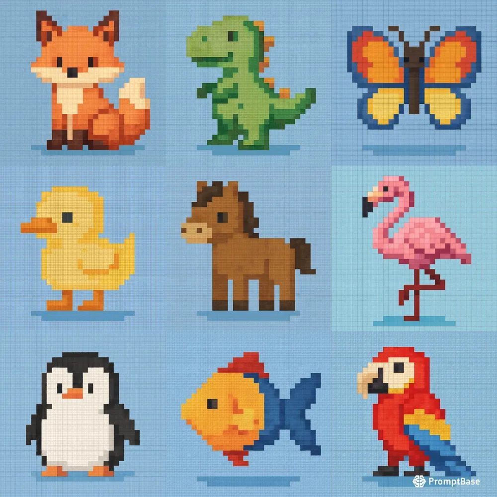 Pixel Art Cute Animals