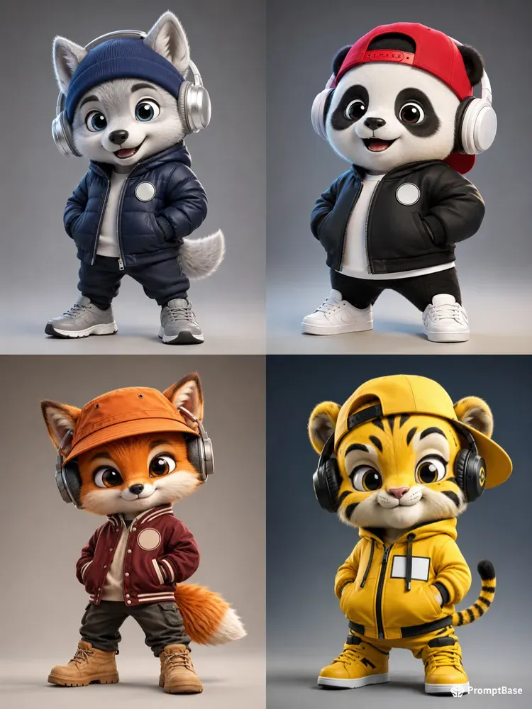 3D Chibi Animal Streetwear Mascots