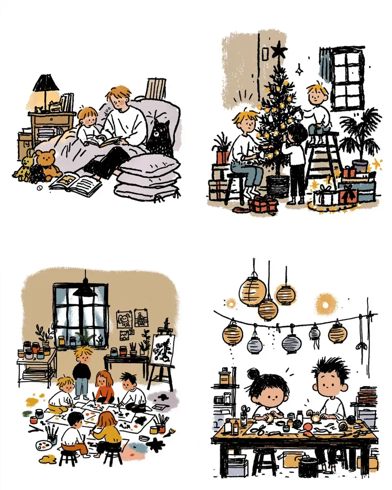 Cozy Moments Handdrawn Kids Art