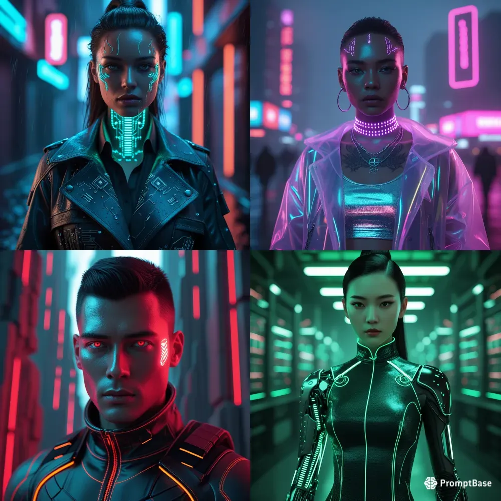 Neon Rebel Cyberpunk Character Portraits