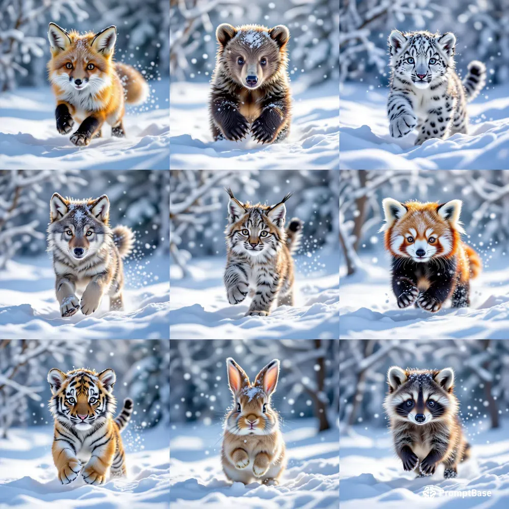 Photorealistic 3D Snow Cubs Art