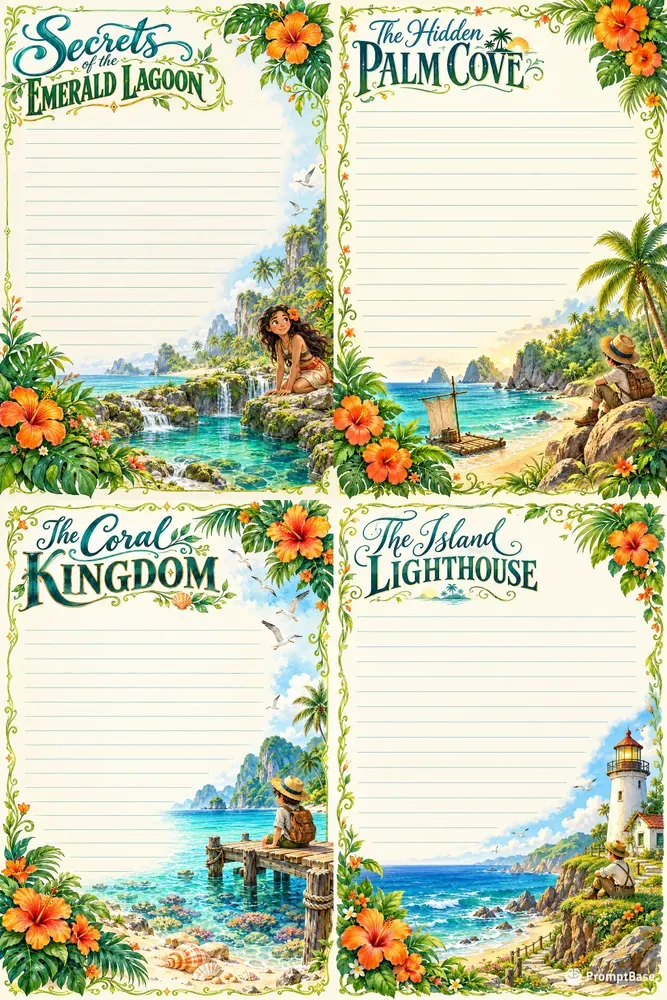 Tropical Island Story Writing Pages