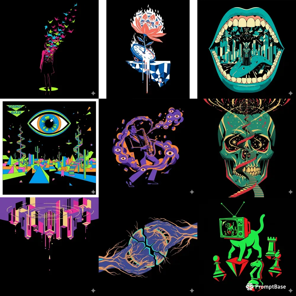 Neon Surreal Vector Art