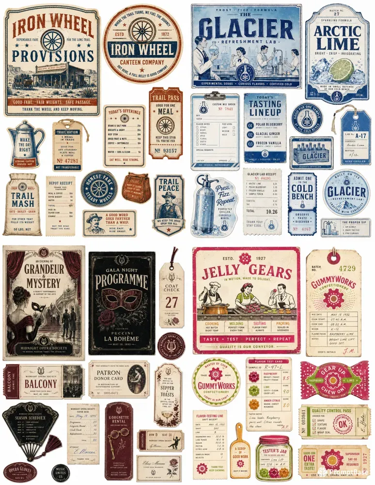 Themed Vintage Commercial Ephemera Sheets