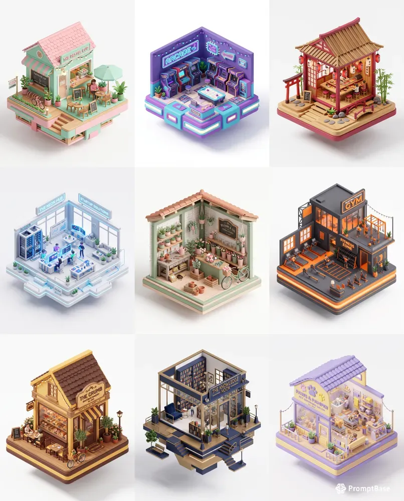 3D Isometric Clay Business Icons