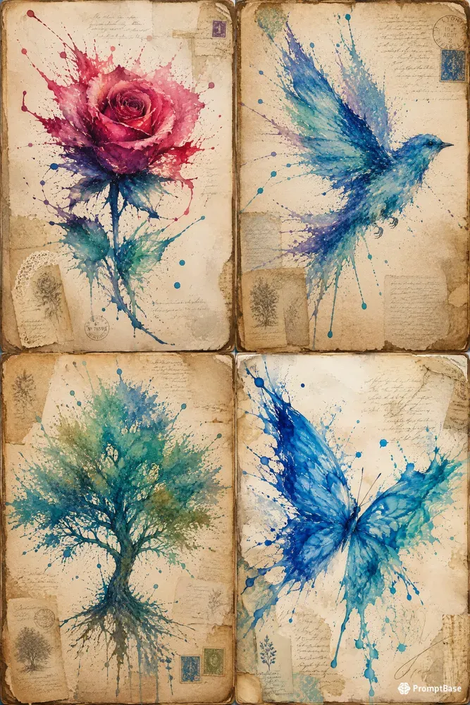Watercolor Splashes Junk Journal Pages