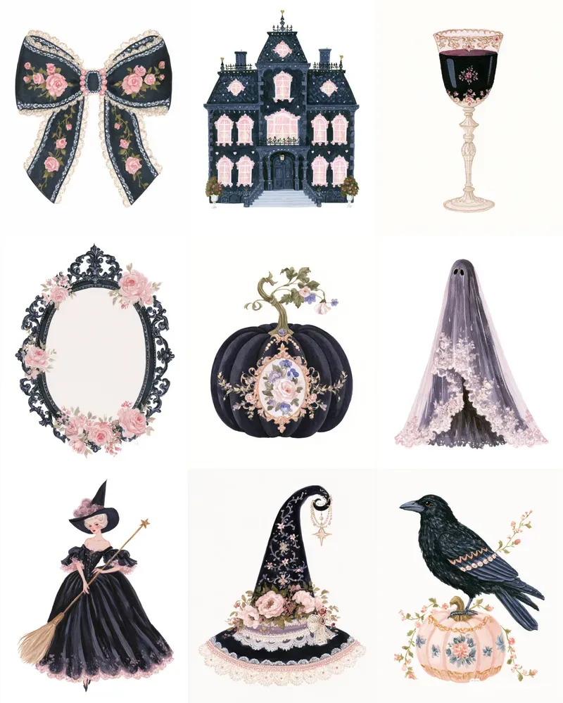 Rococo Gothic Halloween Cliparts