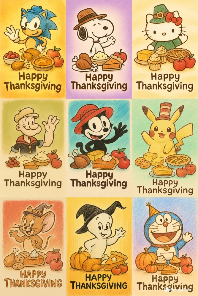 Thanksgiving Cards Sketch Style