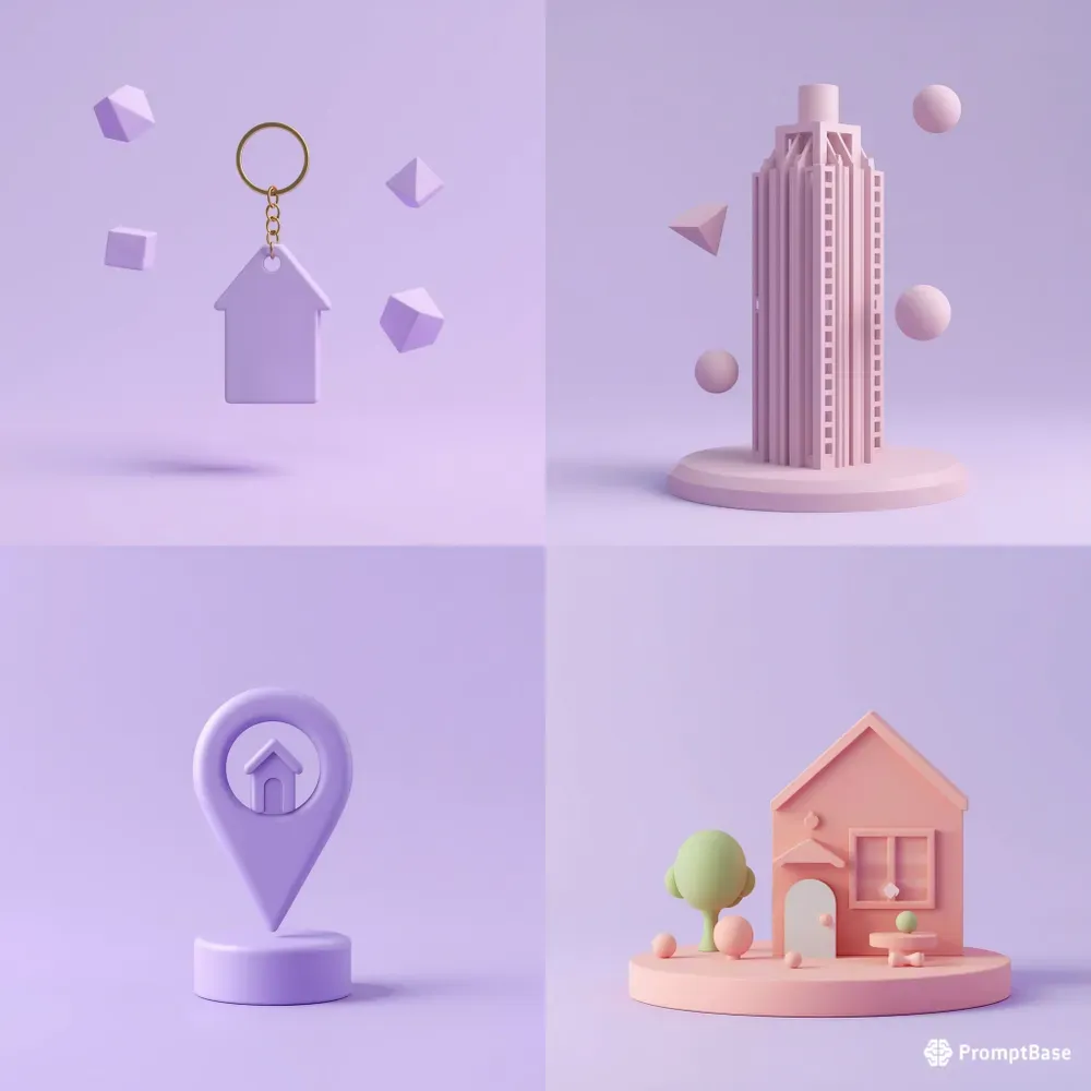 3D Minimalist Clay Real Estate Icons