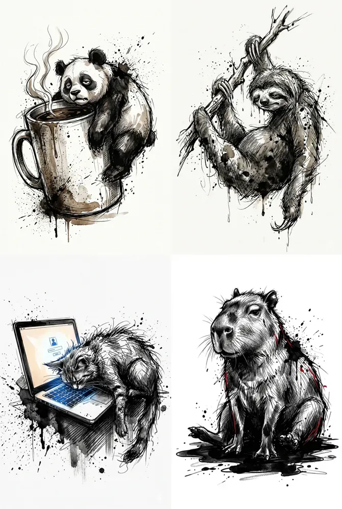 Lazy Animal Streetwear Ink Graphics