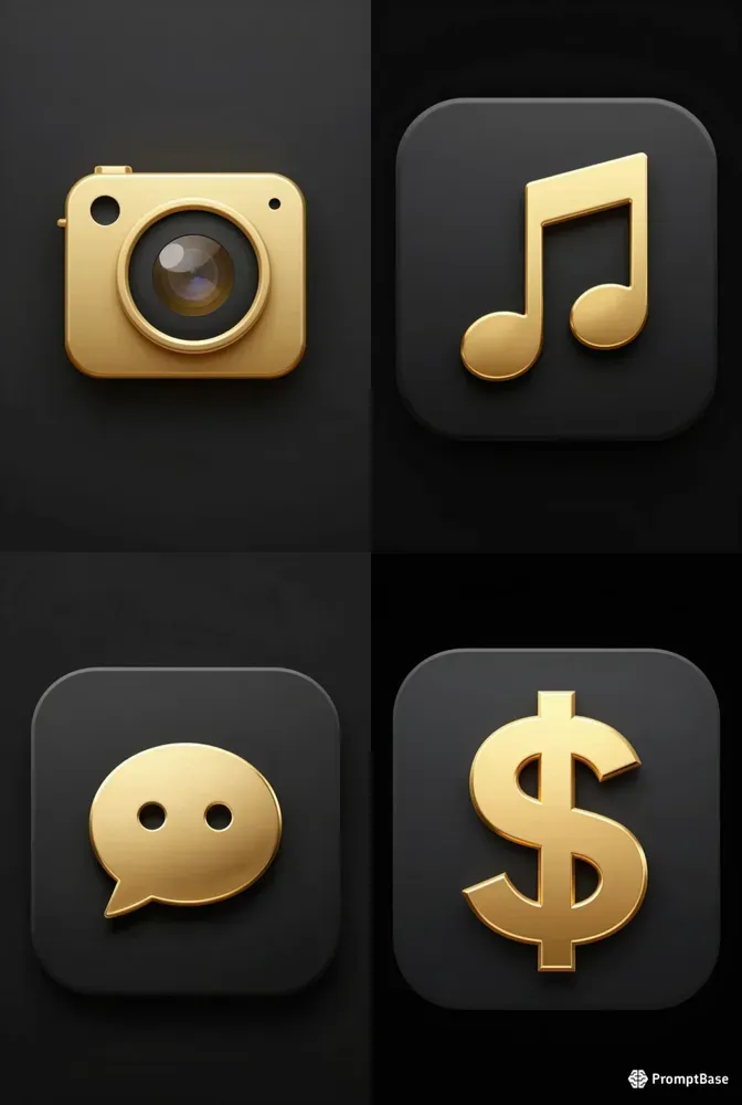 Luxury Gold Metallic App Icons Packs