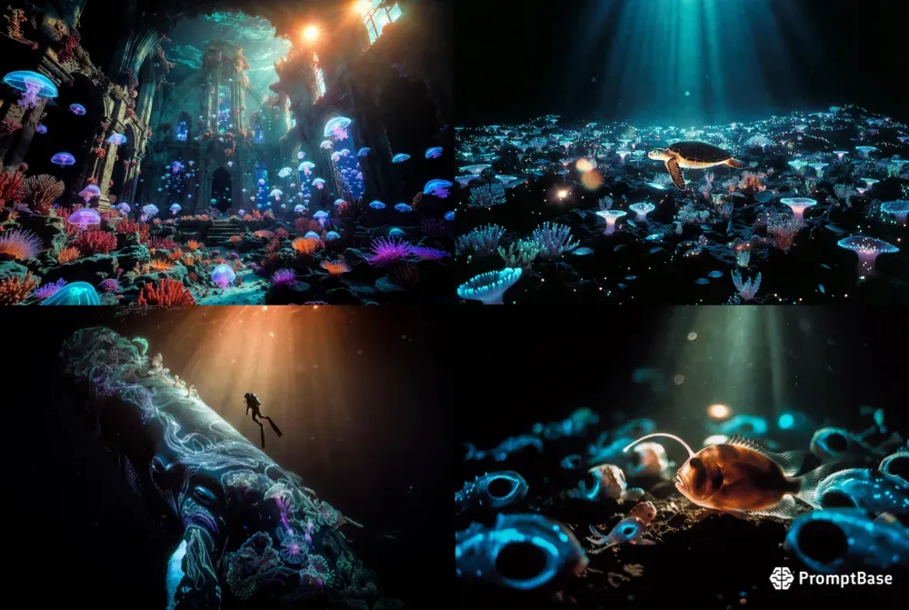 Underwater Bioluminescent Hyperrealism