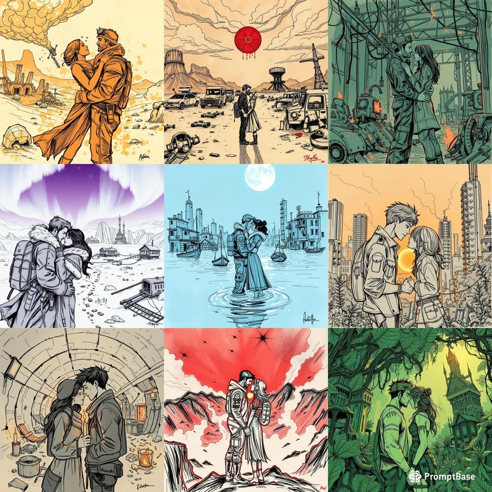 Dystopian Love Handdrawn Art