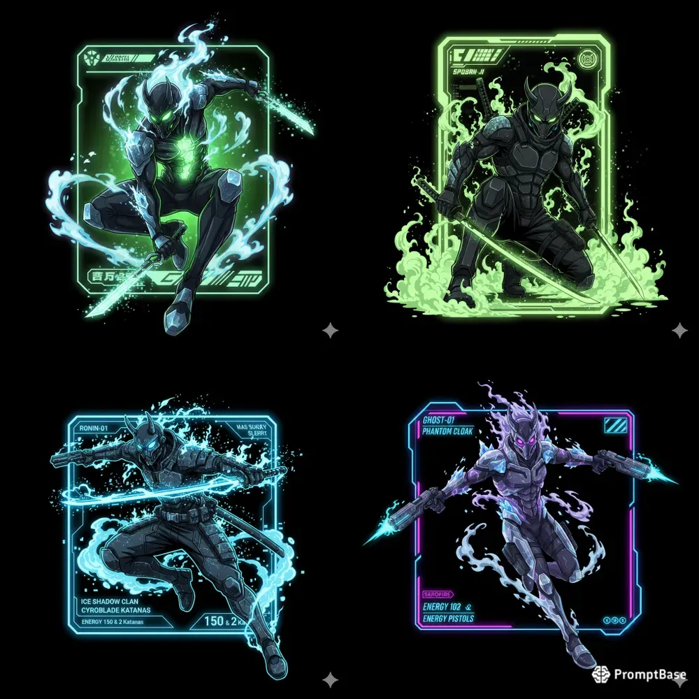 Cyber Ghost Anime Card Illustrations
