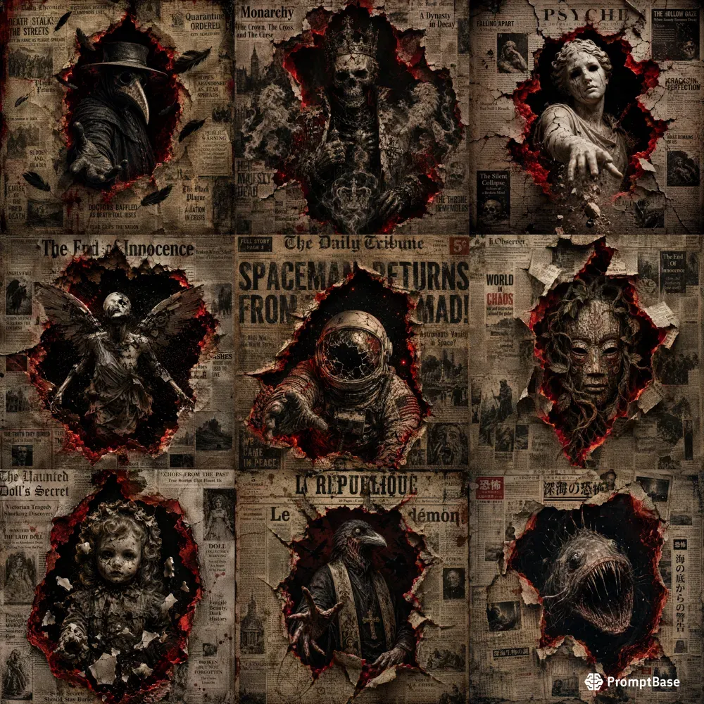 Dark Torn Portal Horror Collage Packs