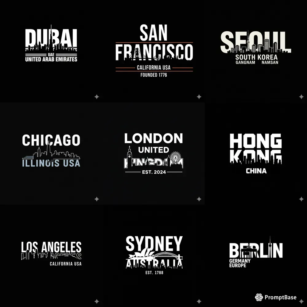 Urban Skyline Silhouette Tshirt Graphics