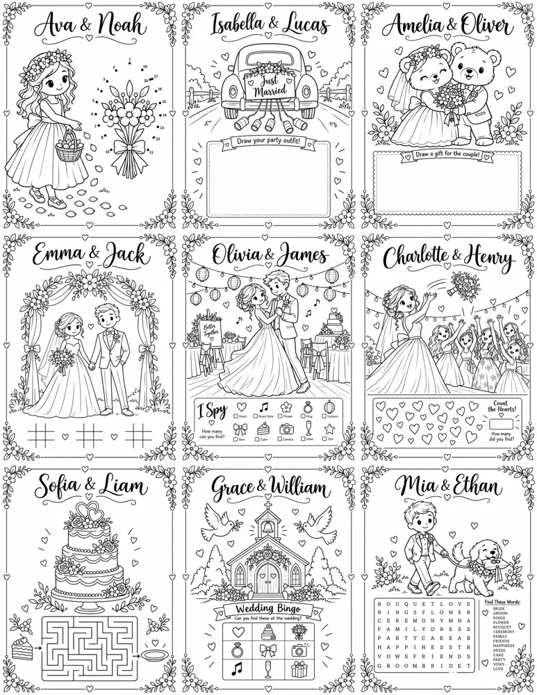 Wedding Kids Activity Coloring Pages