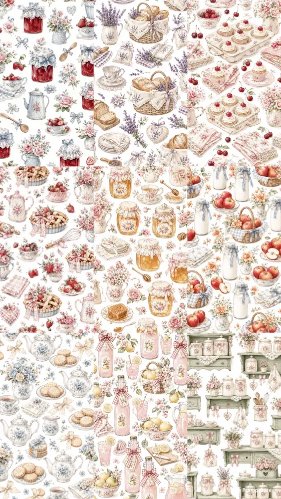 Seamless Shabby Chic Kitchen Wallpapers
