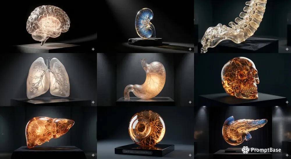 Luminous Glass Human Anatomy Sculptures