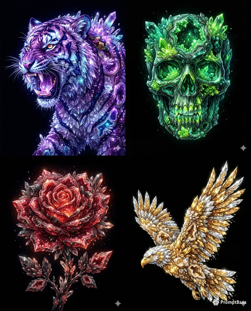 Luminous Crystal Geode Mineral Art