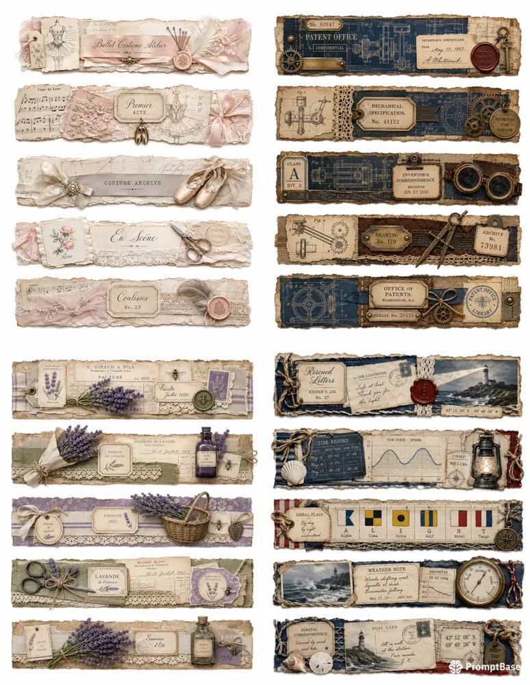 Junk Journal Belly Bands Ephemera Strips
