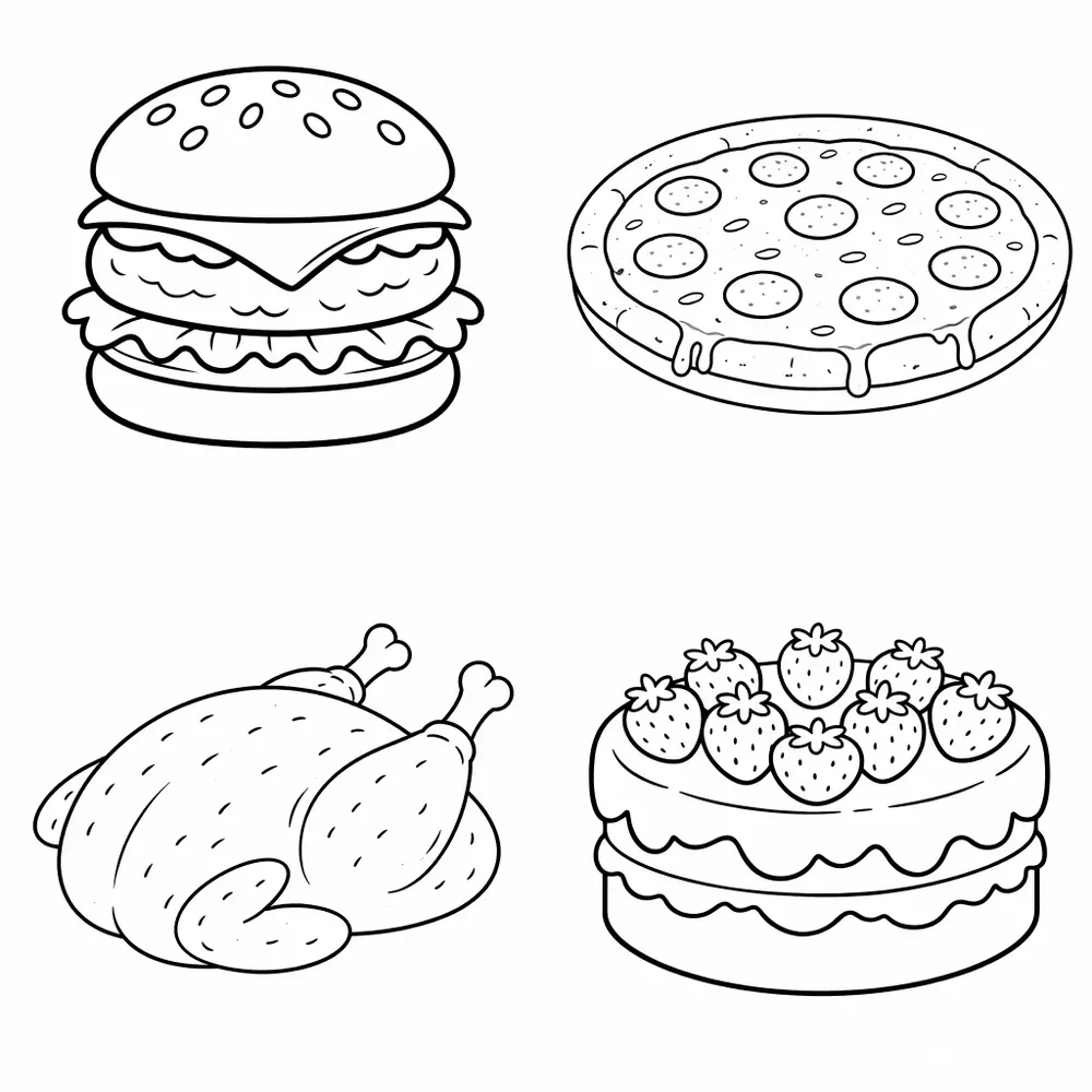 Cute Food Coloring Pages